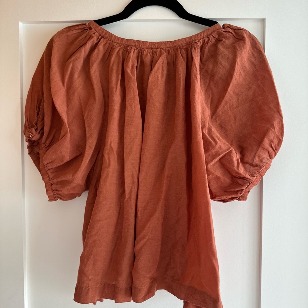Women's Doen Rust Puff Sleeve Top - Picture 8 of 8
